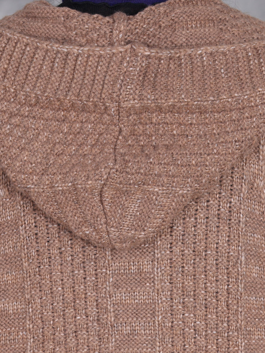 Women Autumn Artsy Solid Knit Cardigan Hooded Vest Coat QM008 BK