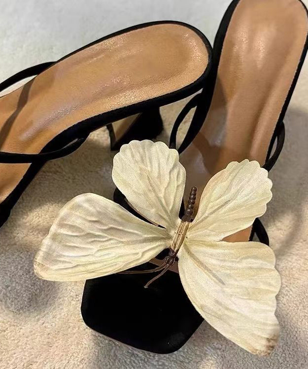 High Bow 2025 Sandals Square Slide Toe Heels Flower New FashionChic