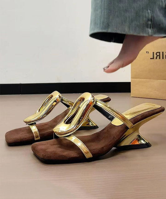 Wedge Gold Slide French Heel 2025 Style Sandals New FashionChic
