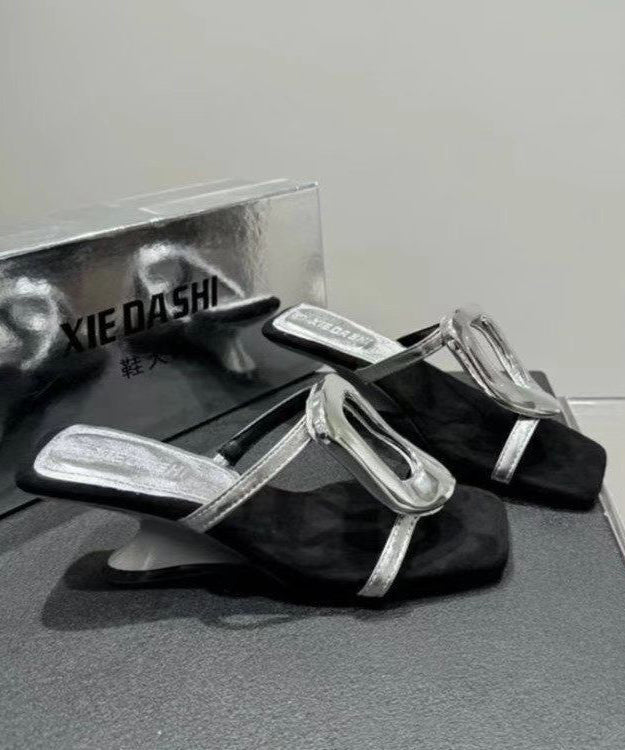 Wedge Gold Slide French Heel 2025 Style Sandals New FashionChic