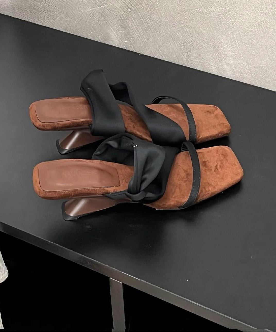 Toe Apricot Sandals Slide 2025 Splicing Pink Peep Leather Faux FashionChic