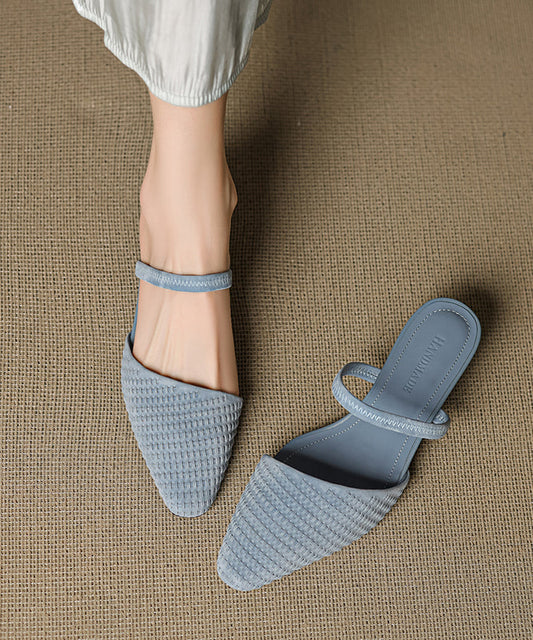 Splicing High Sandals Blue Suede Slide 2025 Heel FashionChic