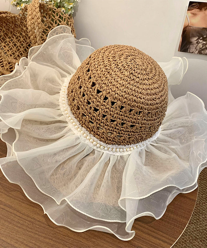 Sun Large Bead Hat Summer New Organza Brimmed 2025 Nail FashionChic