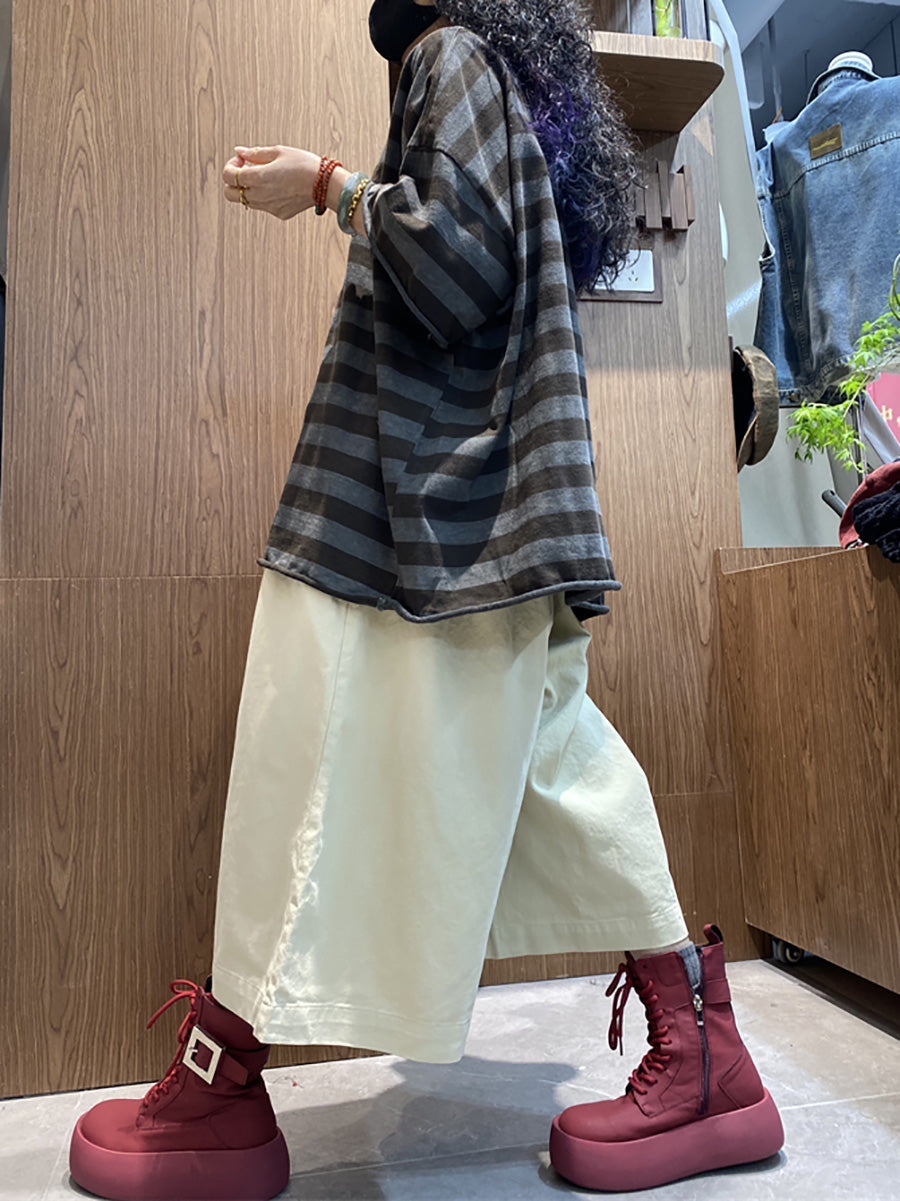 Shirt size Plus Women Summer Stripe O-Neck Colorblock FashionChic