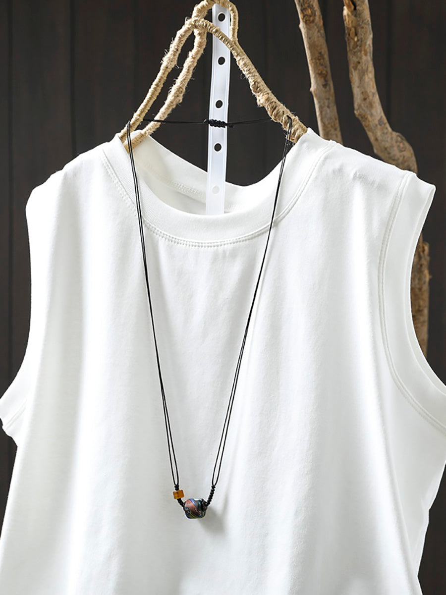 Shirt Women 100%Cotton Pure O-Neck Color Summer Casual FashionChic