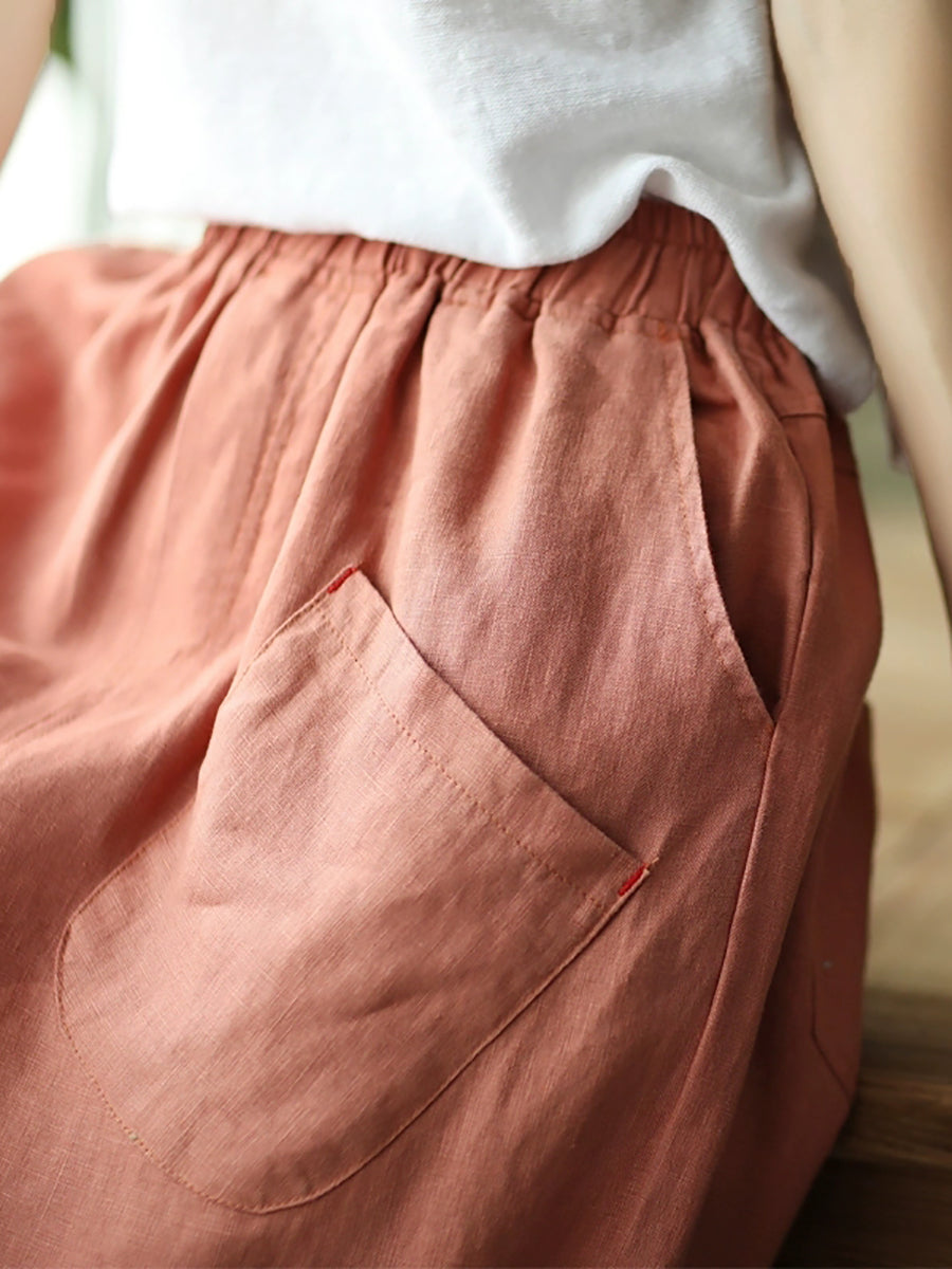 Linen Harem Pants Summer Women Pure Color FashionChic
