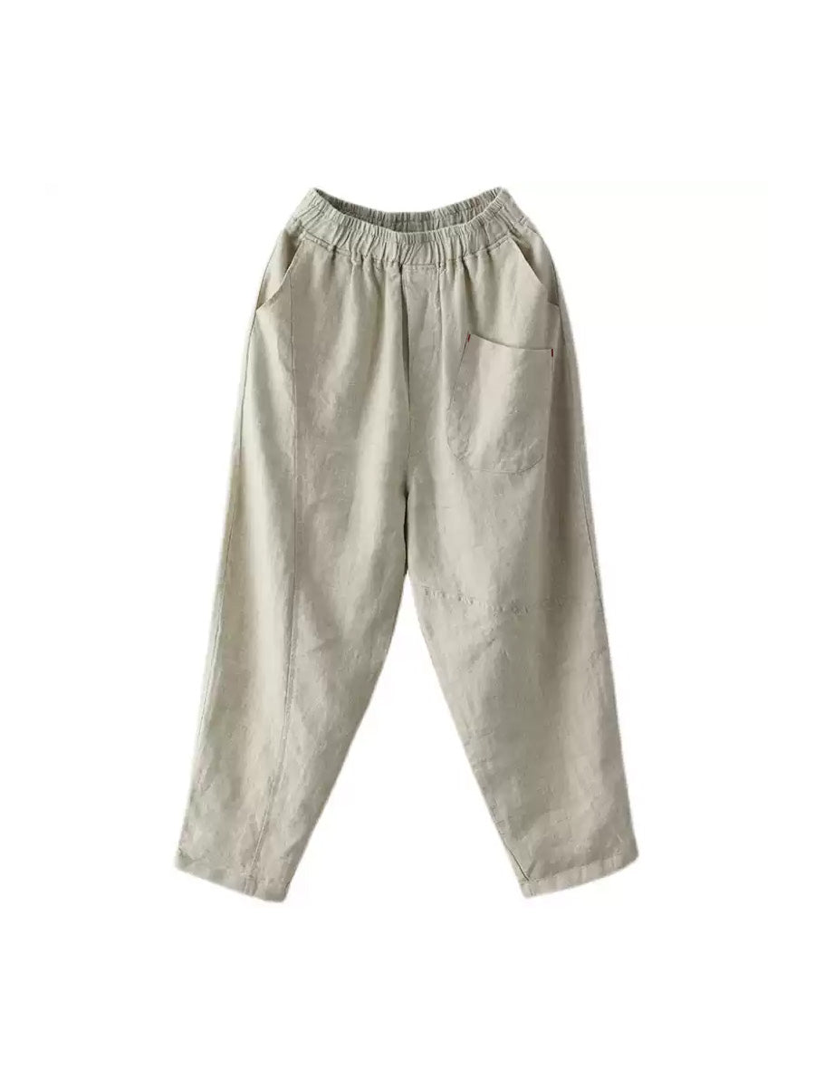 Linen Harem Pants Summer Women Pure Color FashionChic