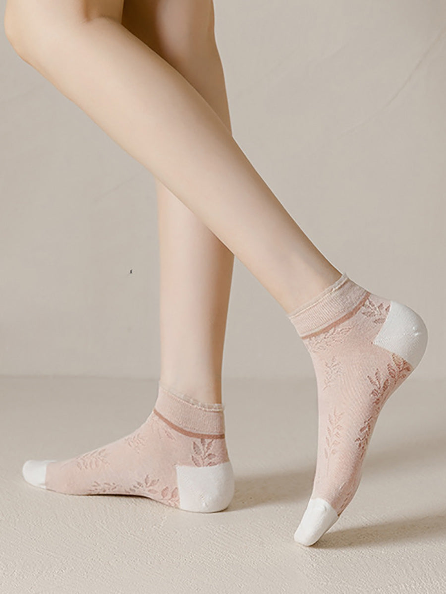 Summer Leaf Women Pairs Socks Cotton 5 FashionChic