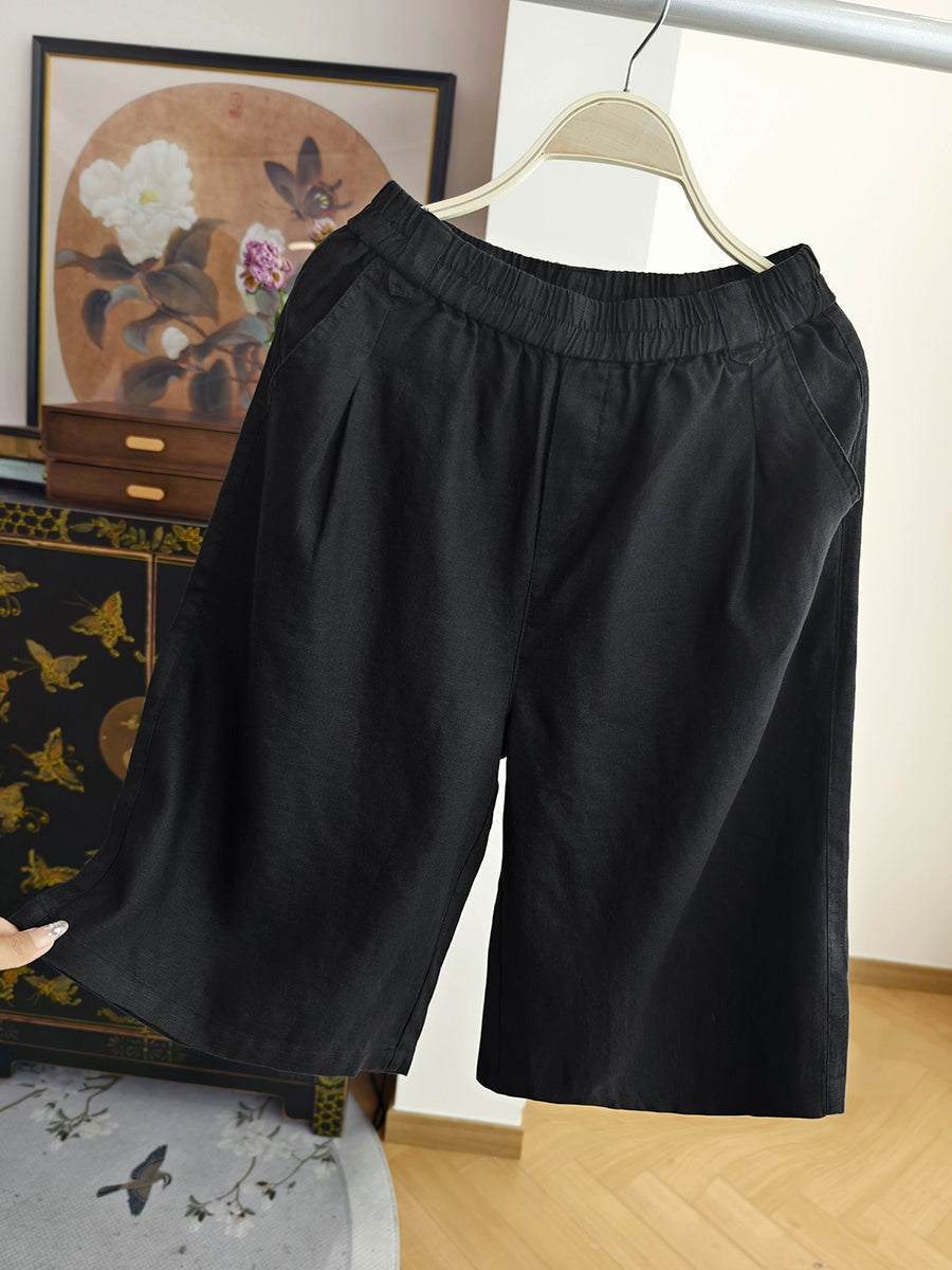 Summer Pants Pure Women 100%Linen Casual Color Fifth FashionChic