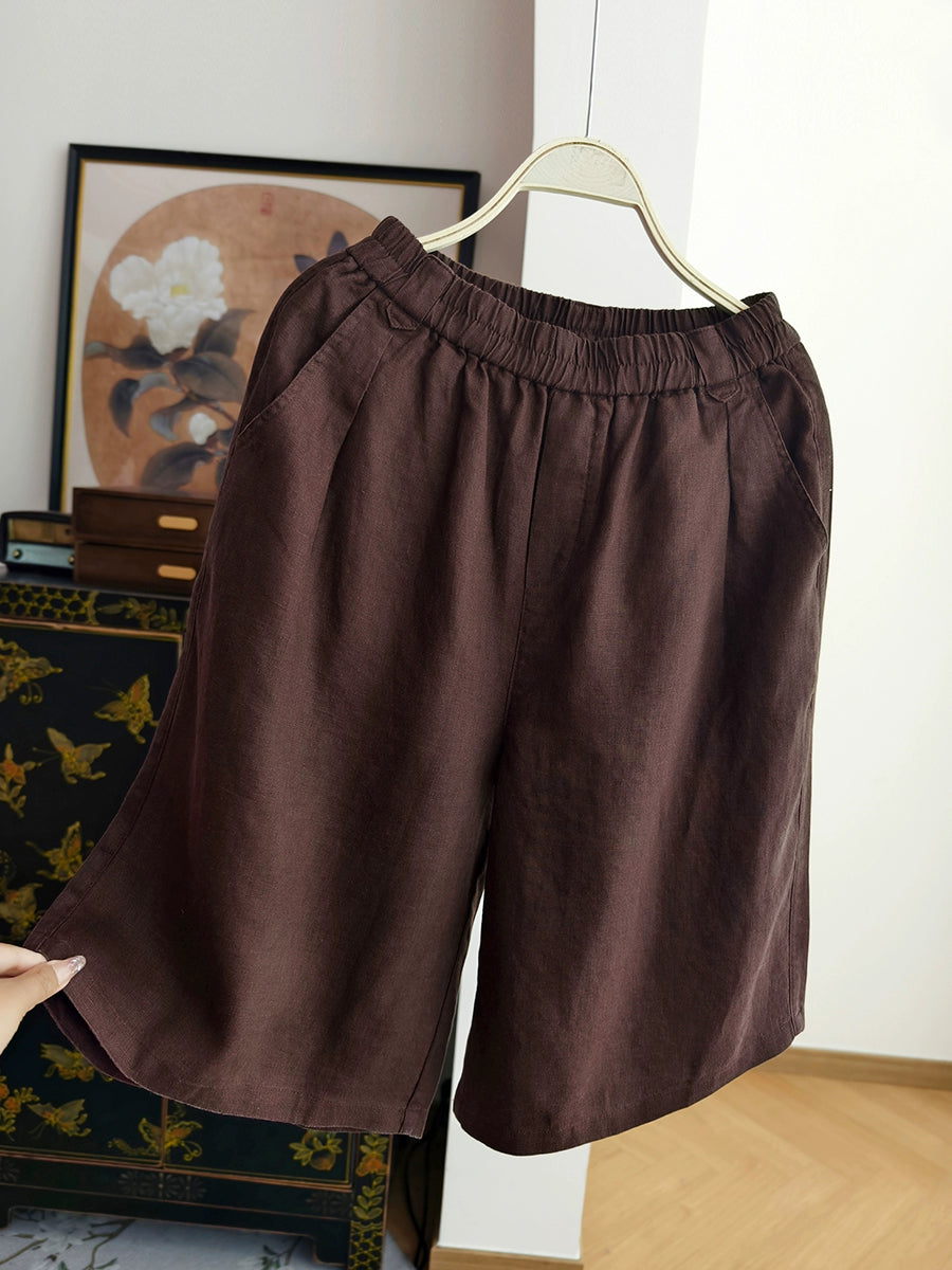 Summer Pants Pure Women 100%Linen Casual Color Fifth FashionChic