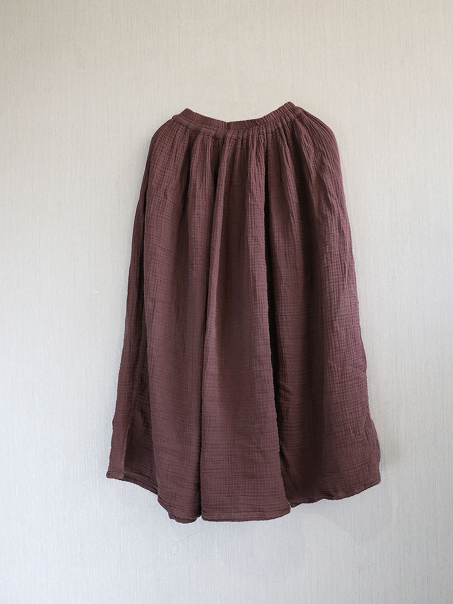 Women 100%Cotton Pure Color Retro Summer Skirt FashionChic