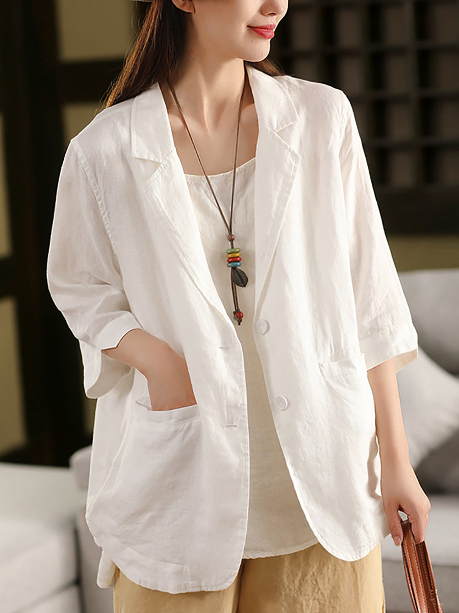 Color Summer Pure Artsy Women Coat Shirt 100%Linen FashionChic