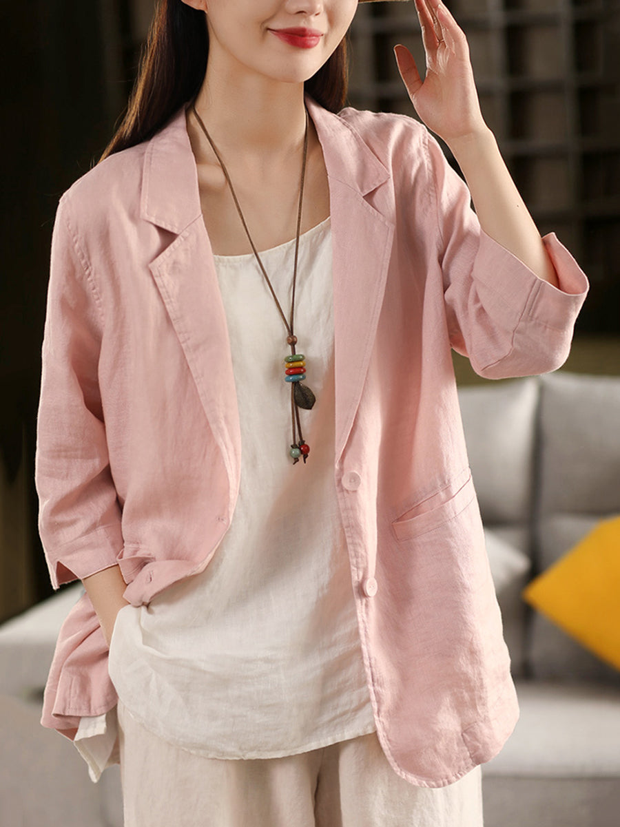 Color Summer Pure Artsy Women Coat Shirt 100%Linen FashionChic