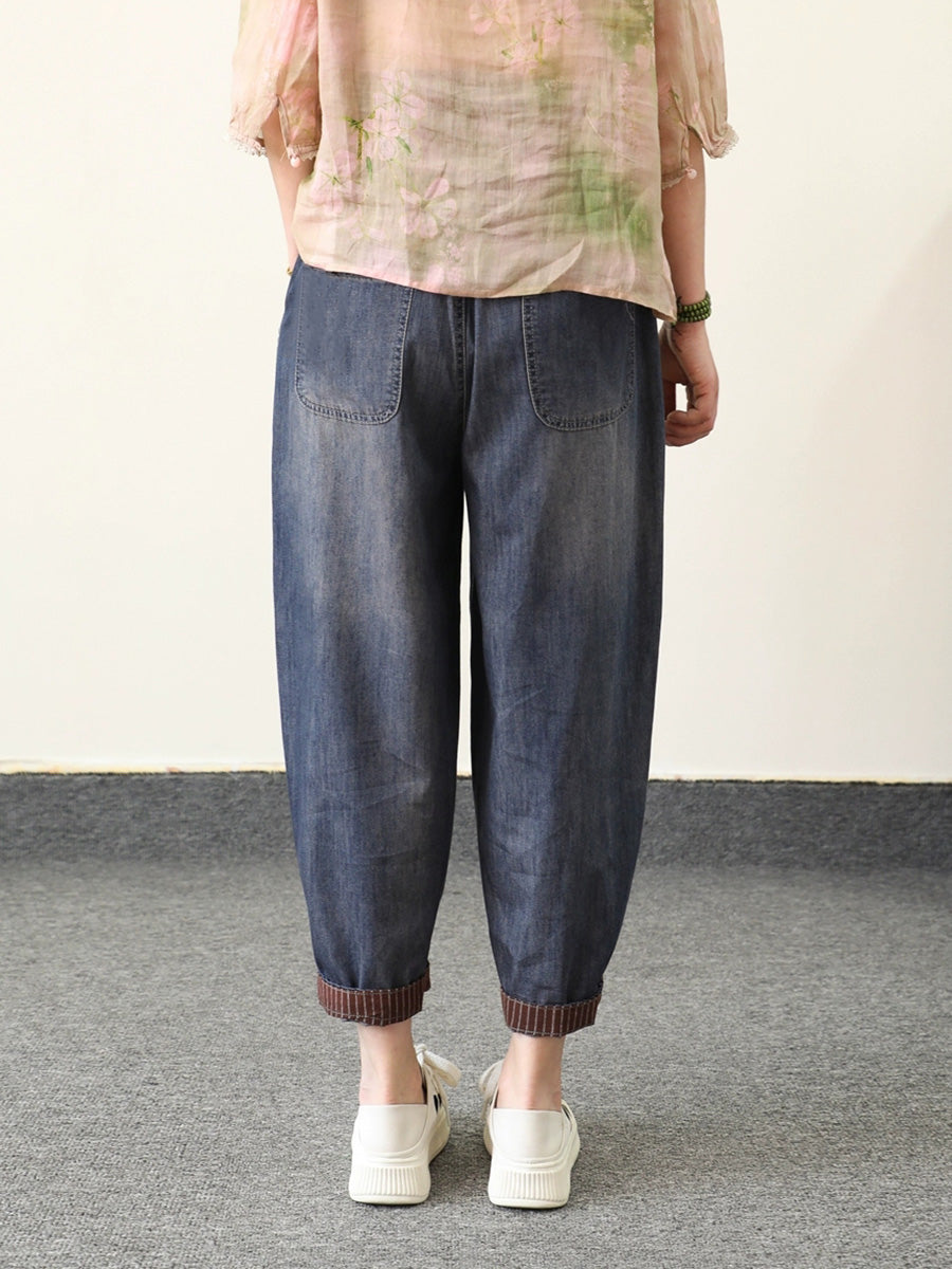 Retro Summer Women Embroidery Denim Pants Harem FashionChic