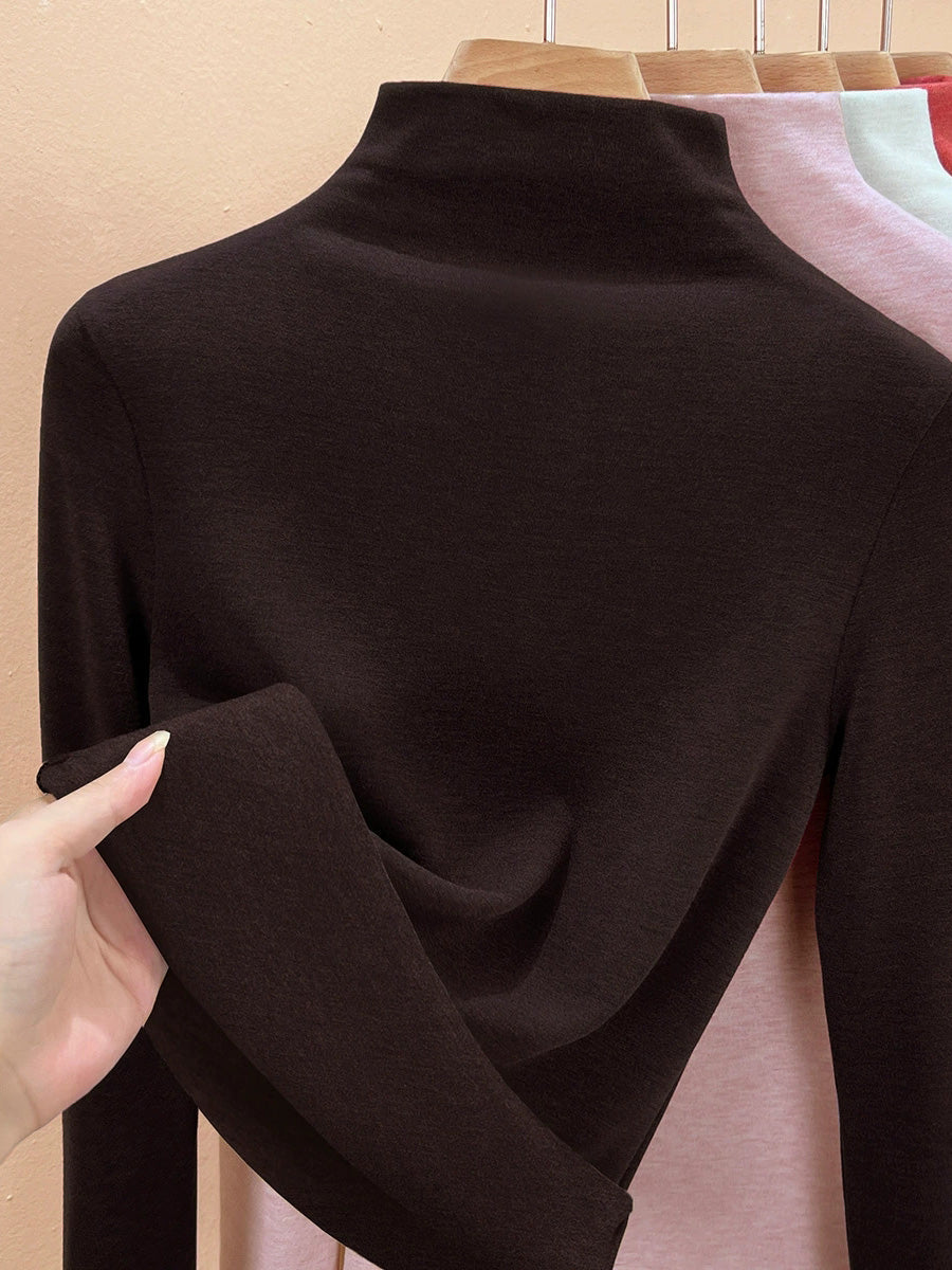 Autumn Half-Turtleneck Blouse Casual Women Warm Base FashionChic