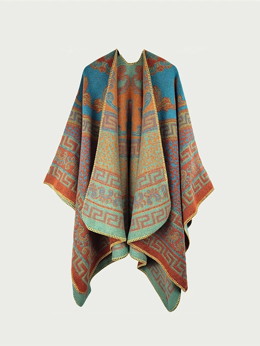 Warm Shawl Autumn Women Ethnic Print FashionChic