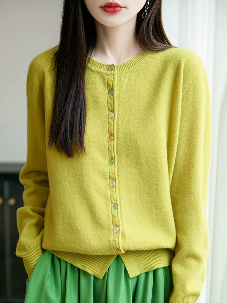 Sweater Casual Autumn Pure Knitted Color Women O-Neck FashionChic