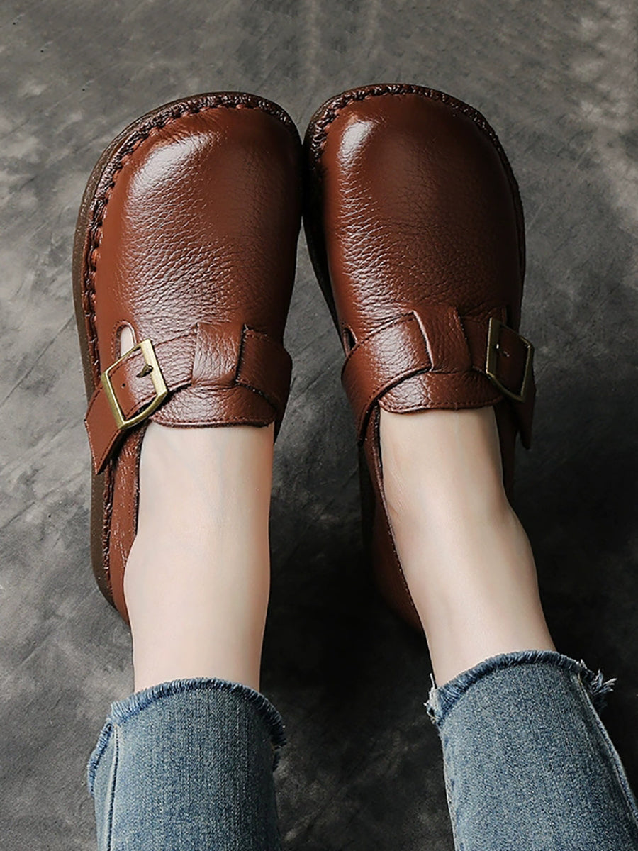 Low Casual Women Leather Pure Shoes Heel Color FashionChic