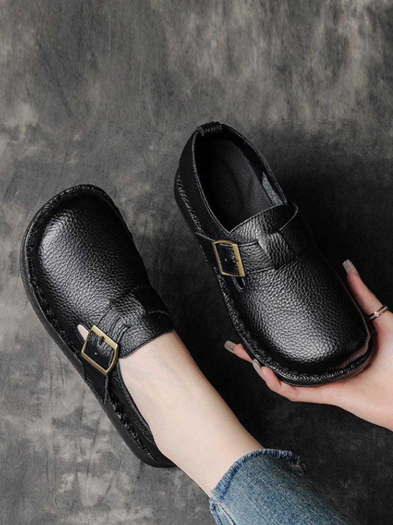 Low Casual Women Leather Pure Shoes Heel Color FashionChic