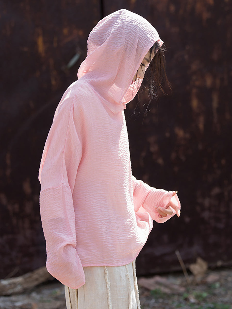 Women Summer Casual Solid Thin Hooded Sunproof Shirt CV1014 Ada Fashion