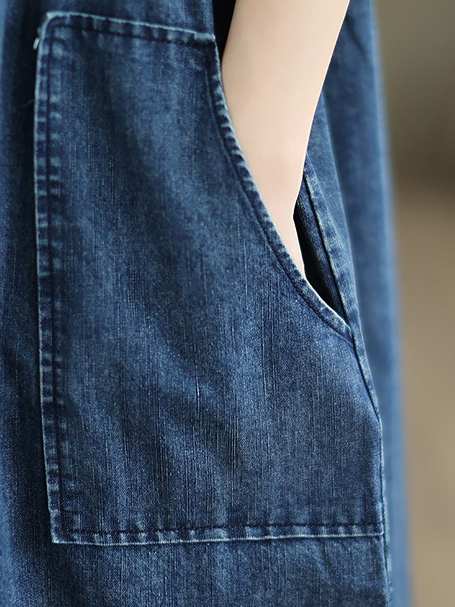 Women Casual Summer Solid Denim Vest Dress XX1026 Ada Fashion