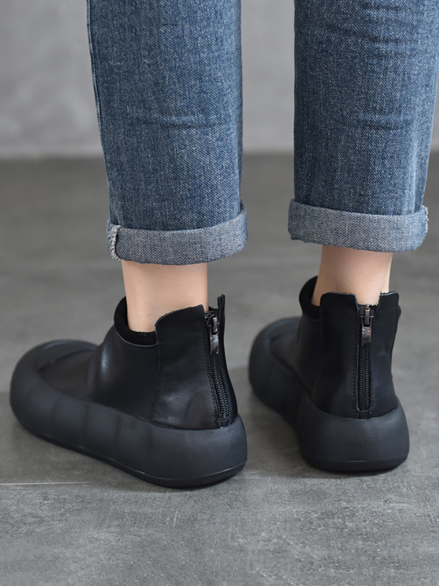 Women Vintage Autumn Soft Leather Platform Boots AS1017 TZTJ
