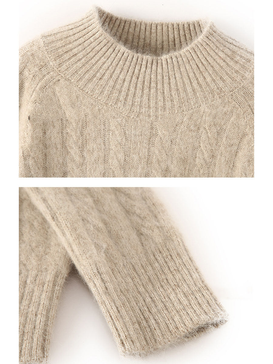 Women Autumn Vintage Half-Turtleneck 100%Wool Trist Sweater BA1065 Genistyle Shop