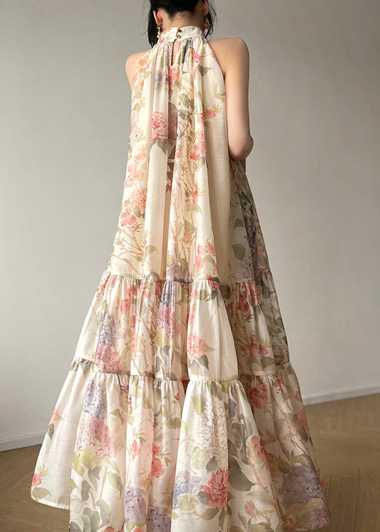 French Wrinkled Button Print Cotton Holiday Dress Summer AJ1029 shopify