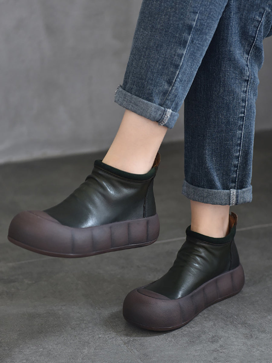 Women Vintage Autumn Soft Leather Platform Boots AS1017 TZTJ