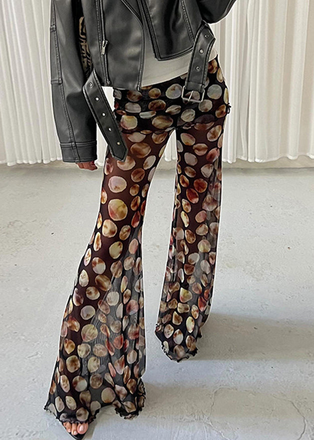 Trousers Flared Tulle High Dot Print Black Waist Chic Summer FashionChic