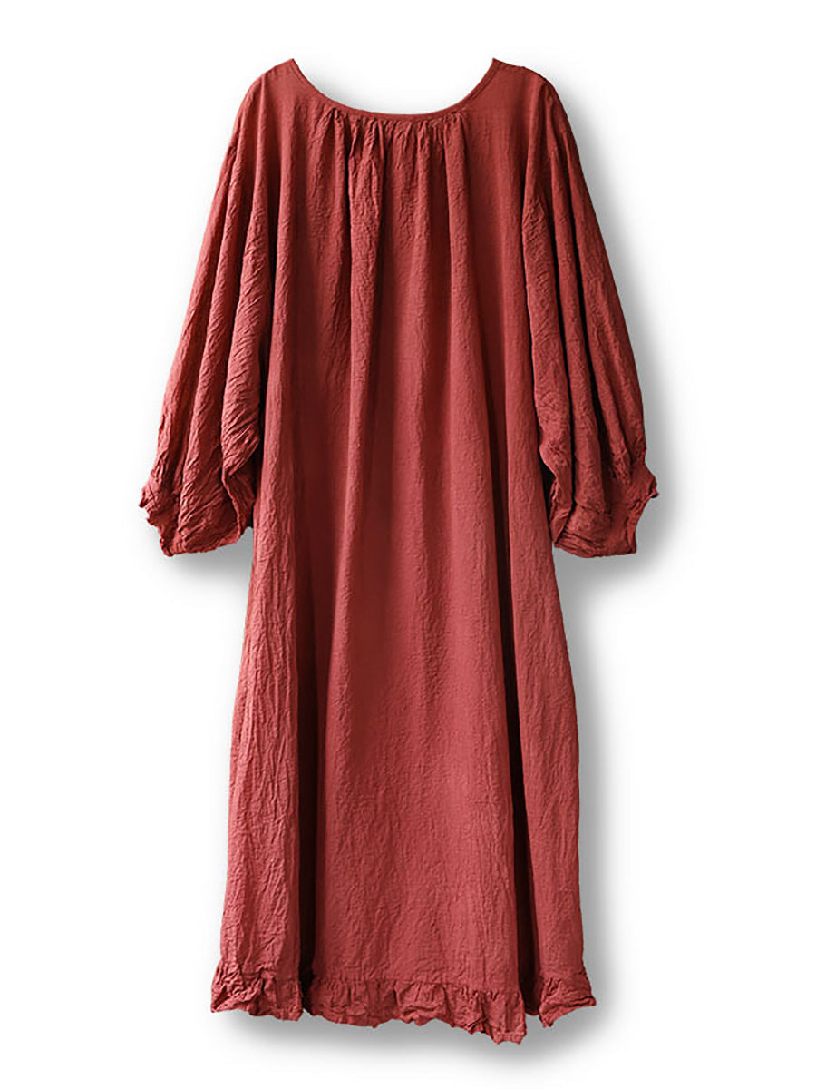 Women Artsy Summer Solid Loose Cotton Dress KL1003 Ada Fashion