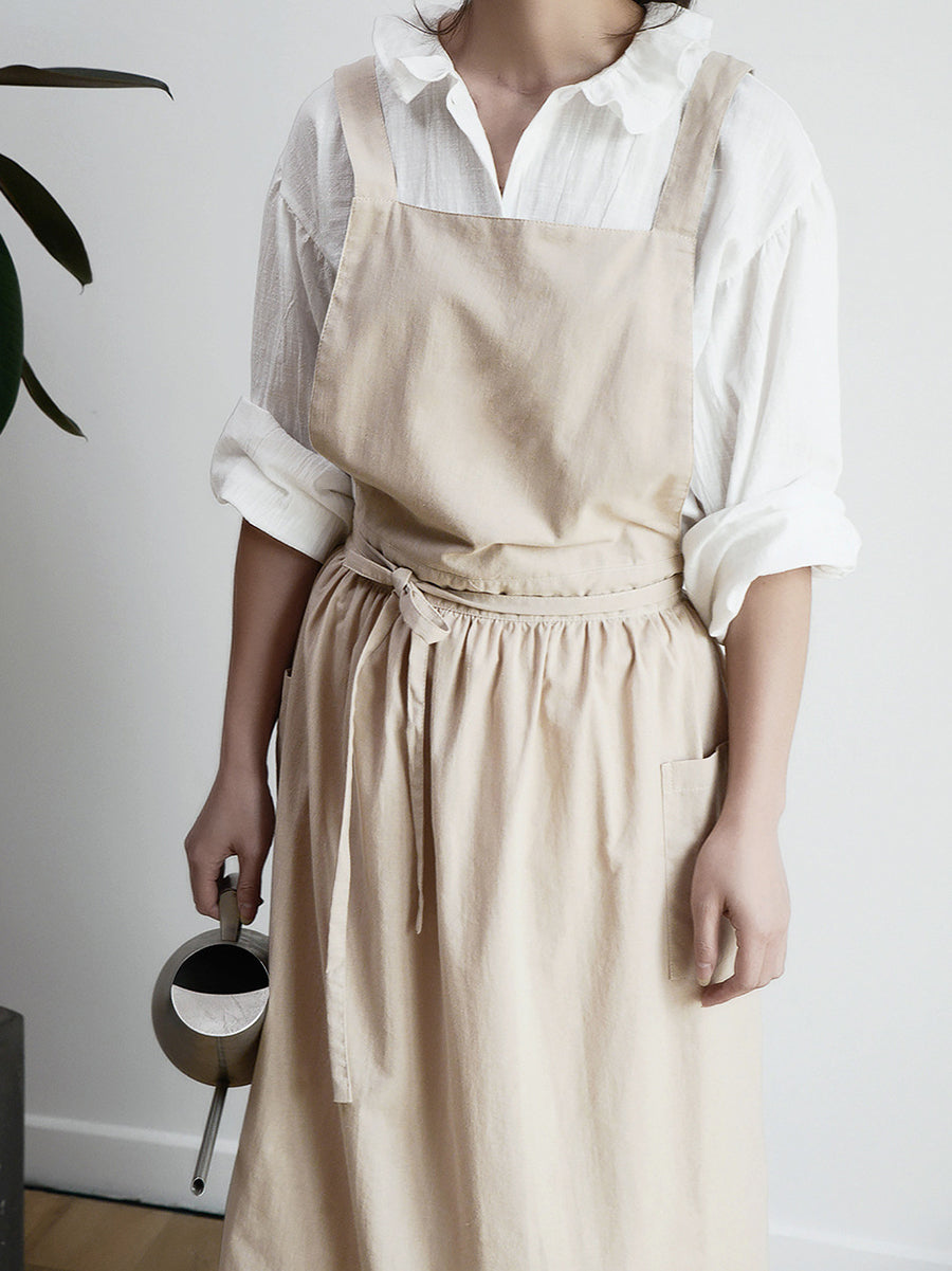 Women Casual Solid Summer Cotton Apron Dress KL1041 Ada Fashion