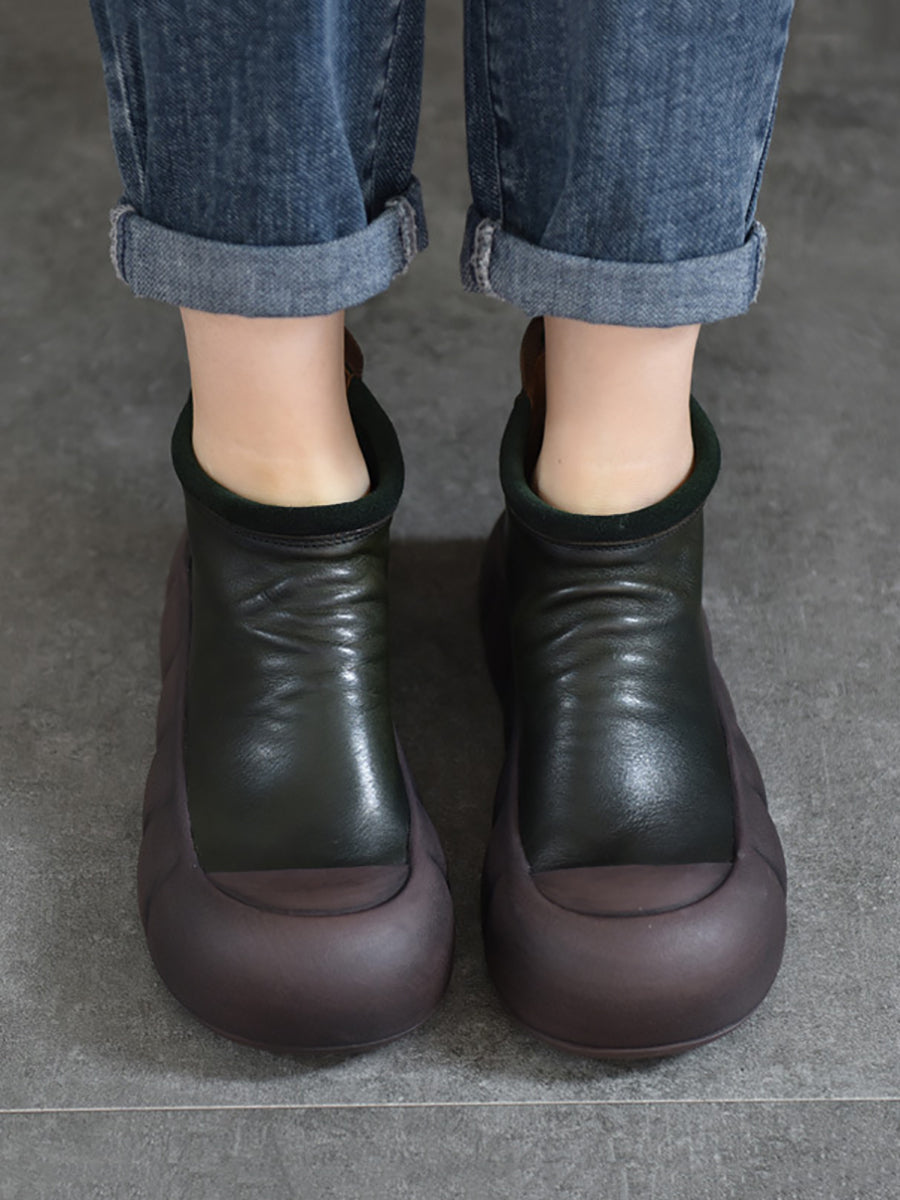 Women Vintage Autumn Soft Leather Platform Boots AS1017 TZTJ