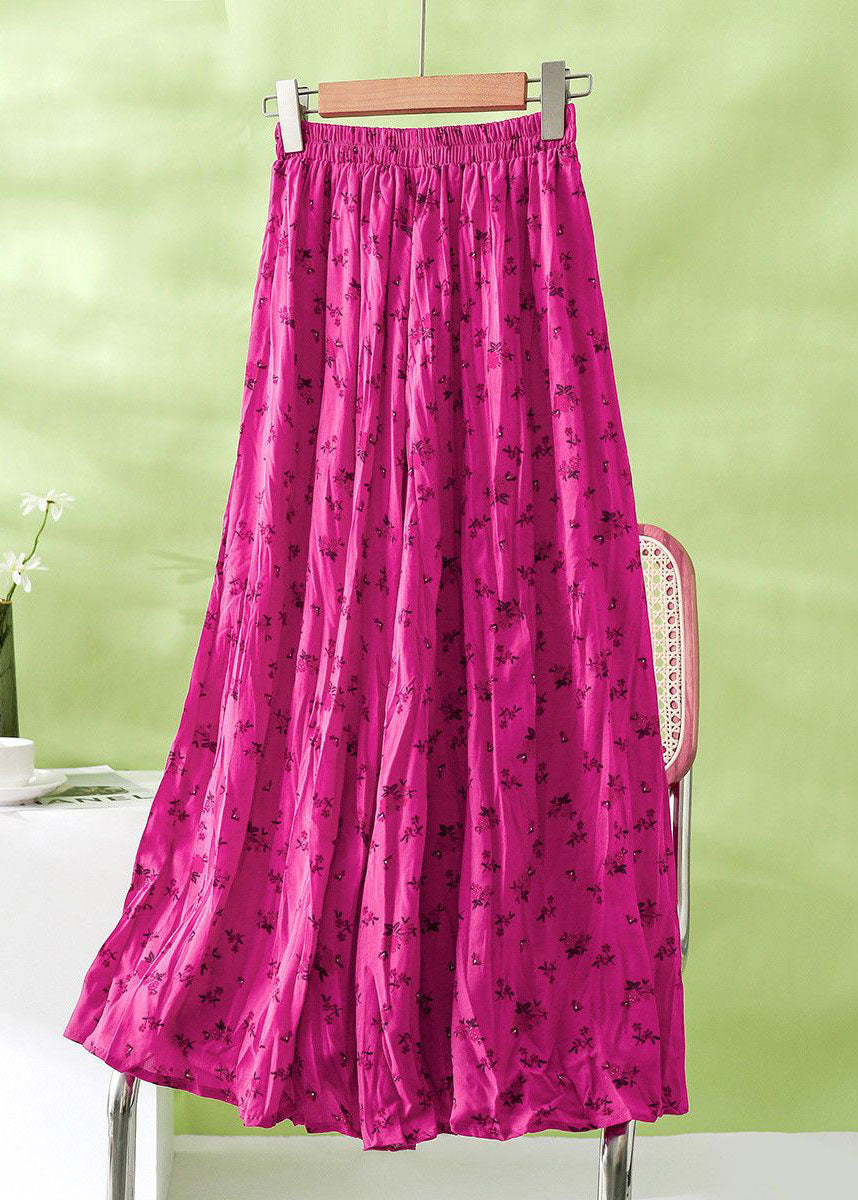 Casual Rose Wrinkled Print Cotton Skirt Summer AZ1030 shopify