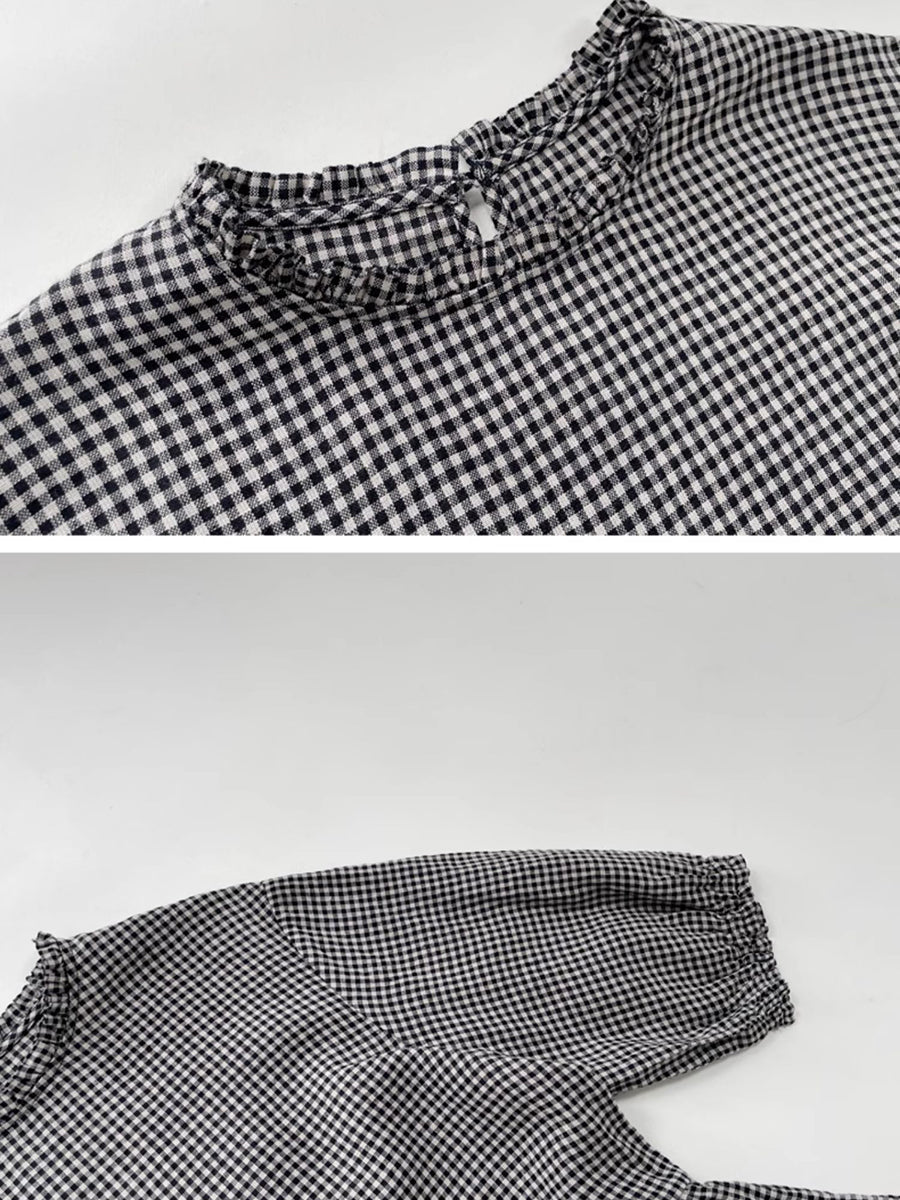 Plus Size Women Artsy Plaid Spliced 100%Cotton Tiered Dress SC1064 Ada Fashion