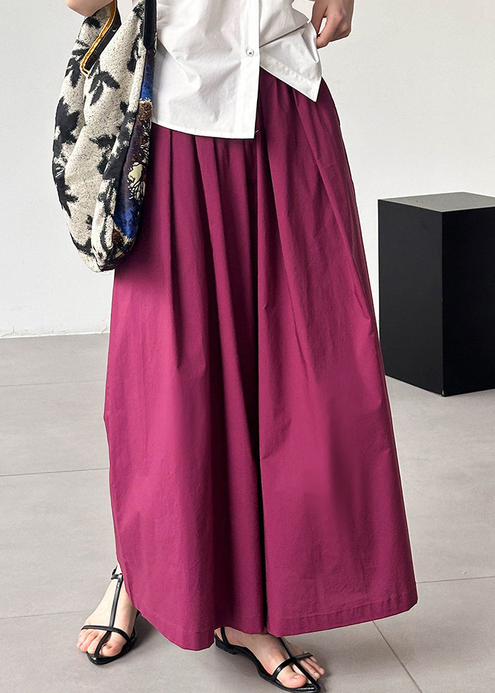 Rose Solid Loose Cotton Wide Leg Pants Elastic Waist AF1046 HS-CPTS240914