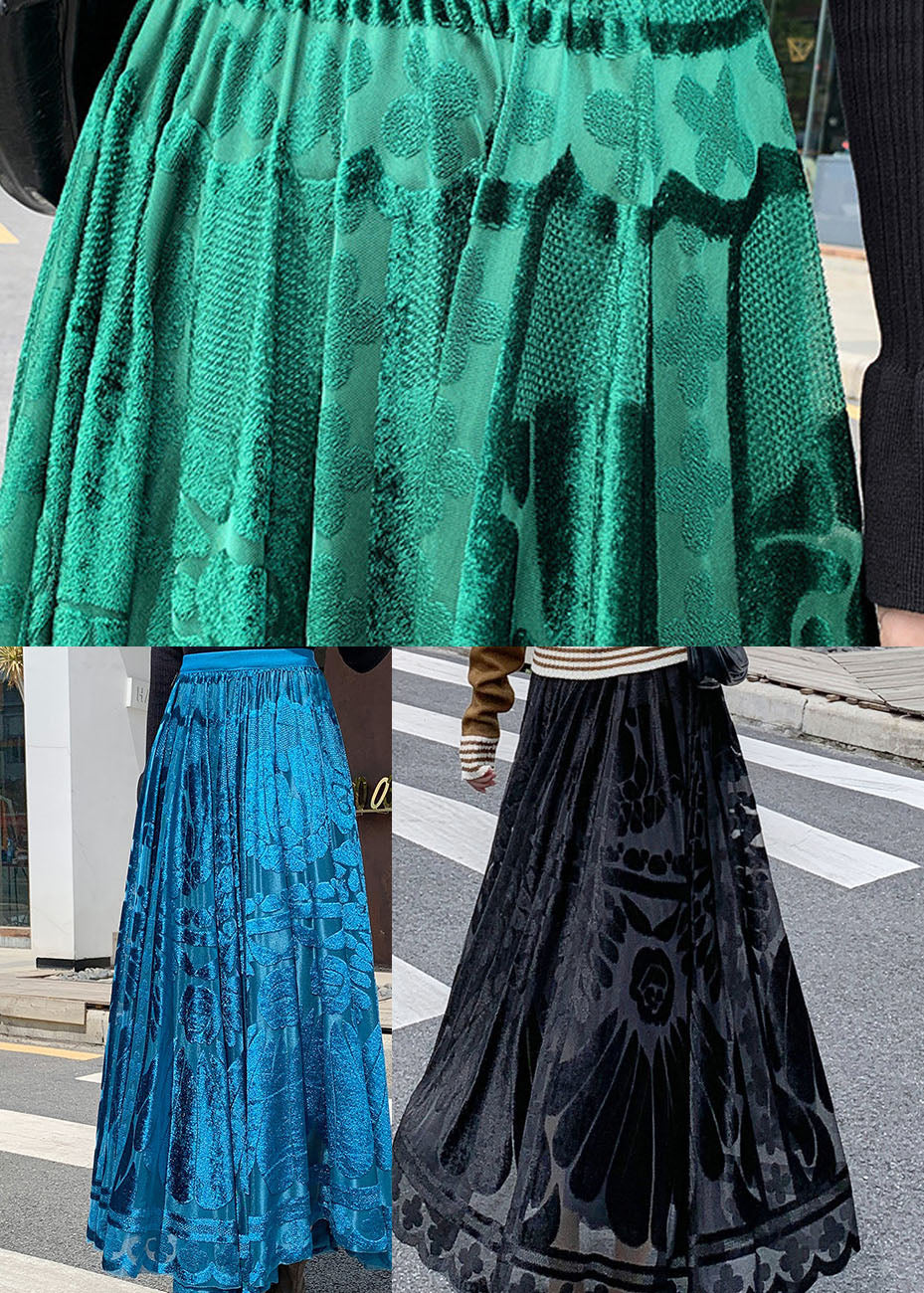 Blue Jacquard Velour pleated skirt Winter AJ1010 shopify