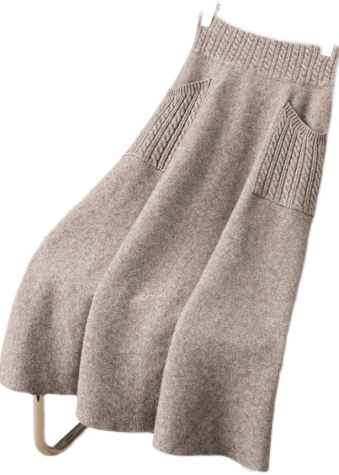 Organic Light Camel Pockets Woolen Knit Skirt Winter RV032 ABC