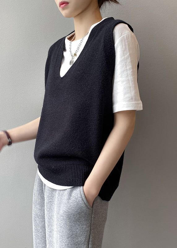 Simple Red V Neck Versatile Knit Vest Sleeveless WD023 HS-VTP241103