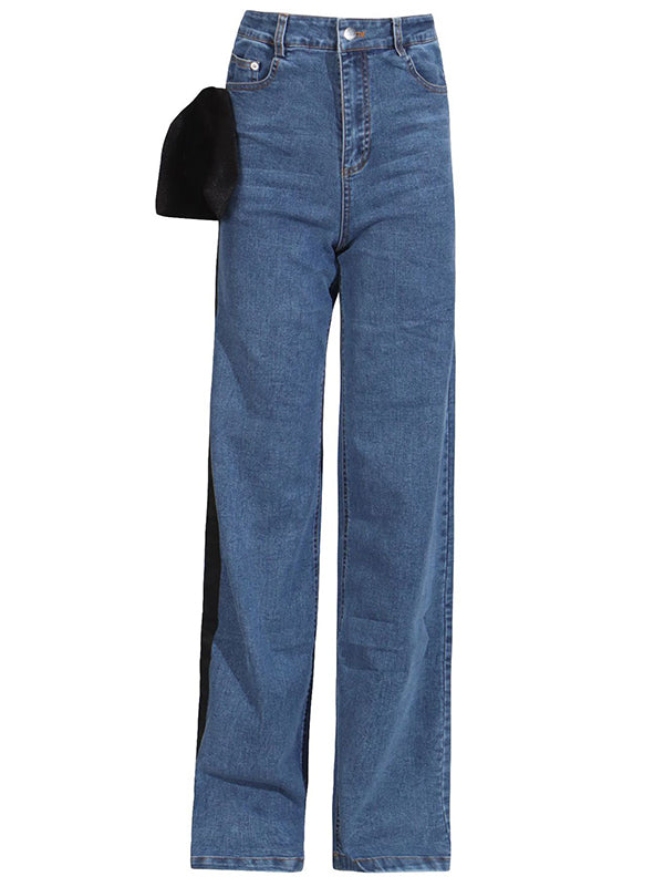 Red Chic Tied Straight Jeans High Waist Buttoned FashionChic