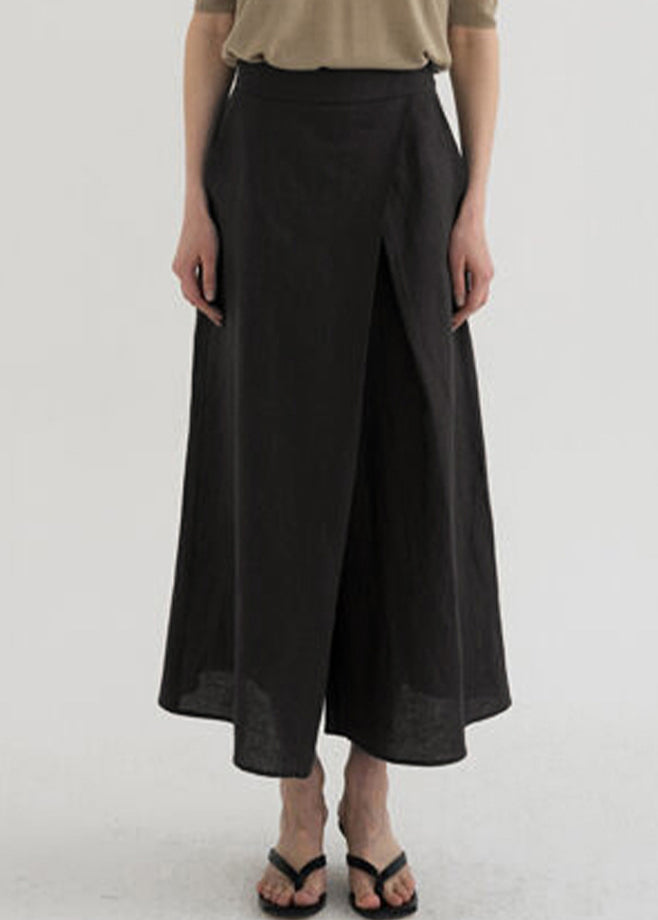 Leg Pants Linen Waist High Spring Wide French FashionChic