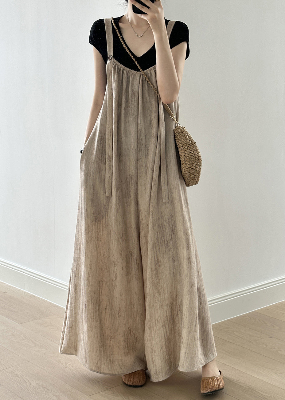 Sleeveless Button Jumpsuit Linen Women Pockets FashionChic