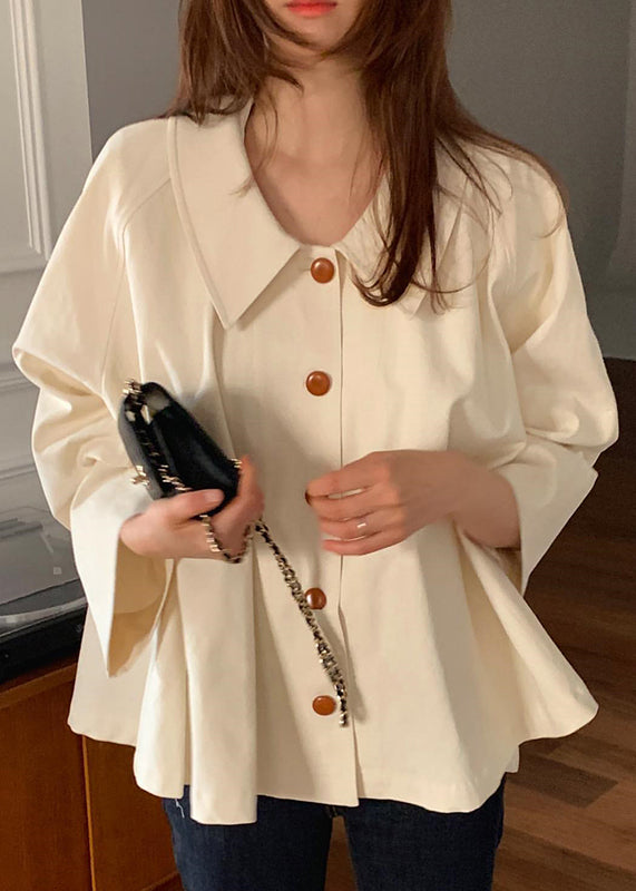 Peter Cotton Top Loose Cute Pan Beige Collar Spring Shirt FashionChic