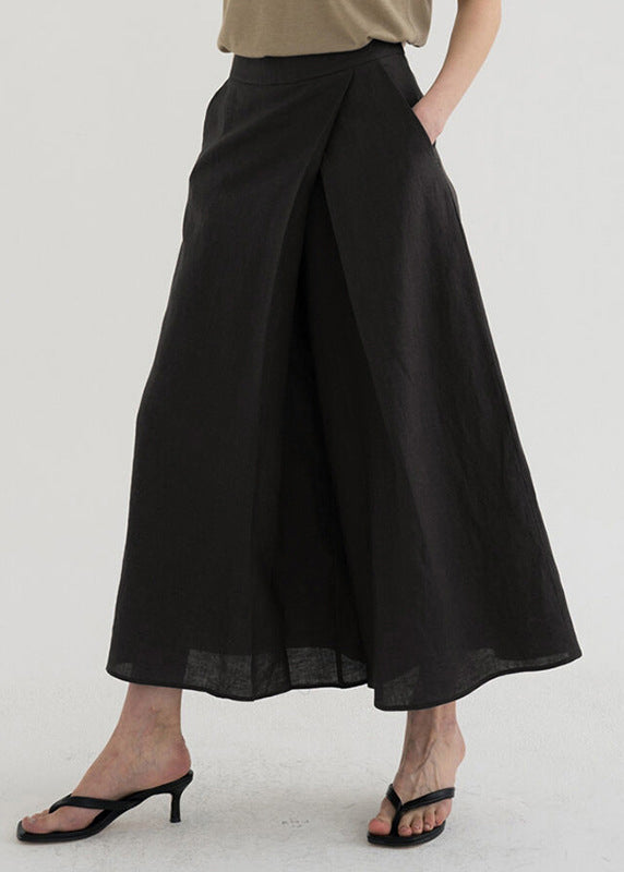 Leg Pants Linen Waist High Spring Wide French FashionChic