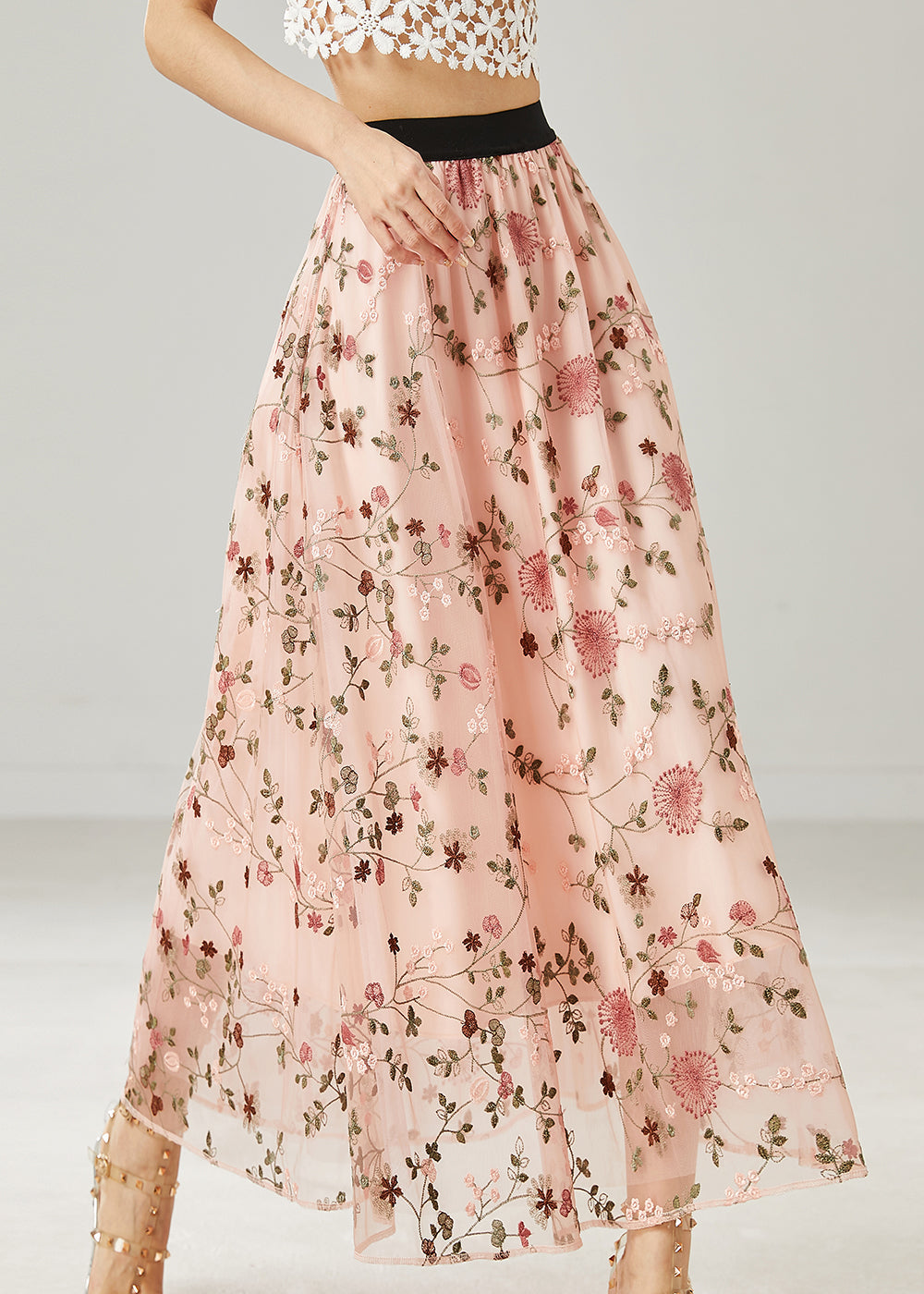 Pink Tulle A Line Skirts Embroidered Summer AZ1036 shopify