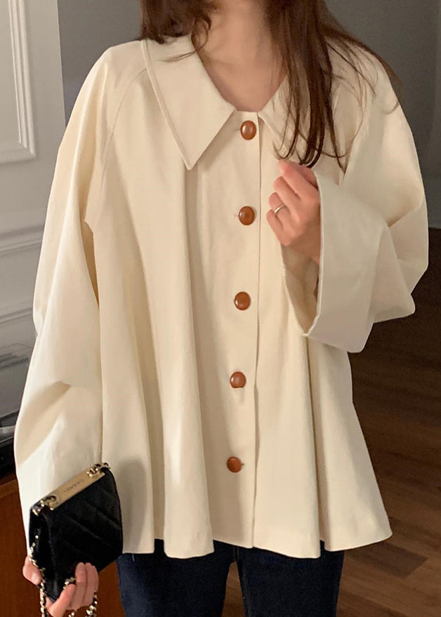Peter Cotton Top Loose Cute Pan Beige Collar Spring Shirt FashionChic