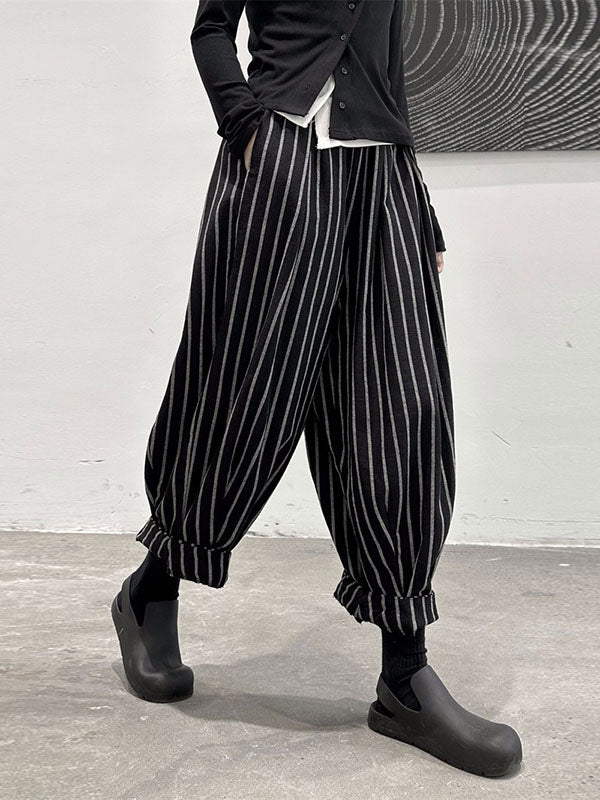 Split-Joint Cool Pattern High-Waisted Striped Pants Harem FashionChic