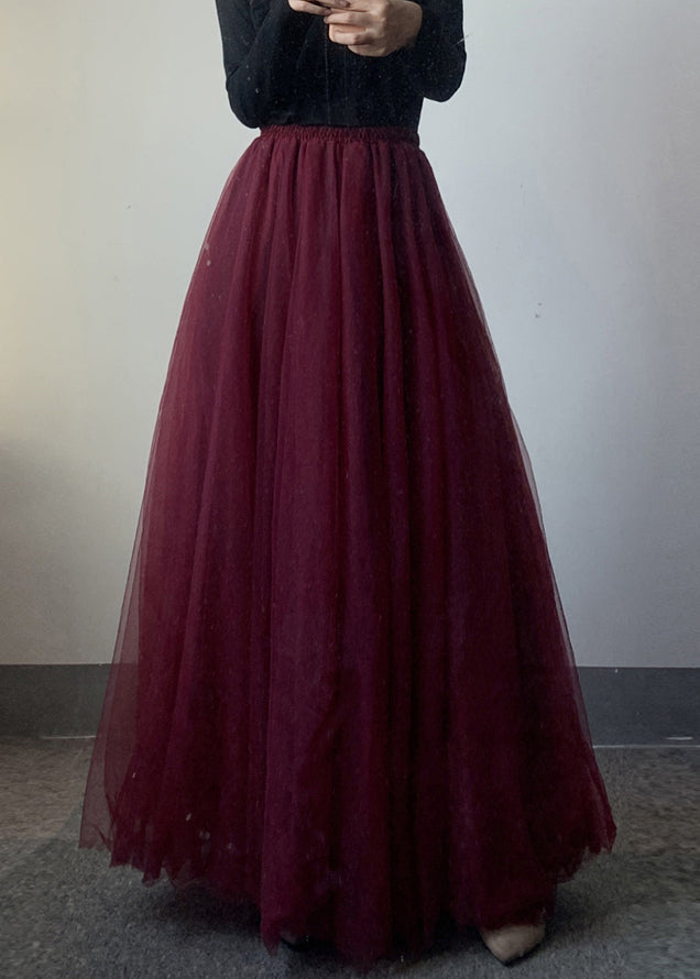 Maxi Waist Tulle Mulberry Modern Elastic Skirt FashionChic