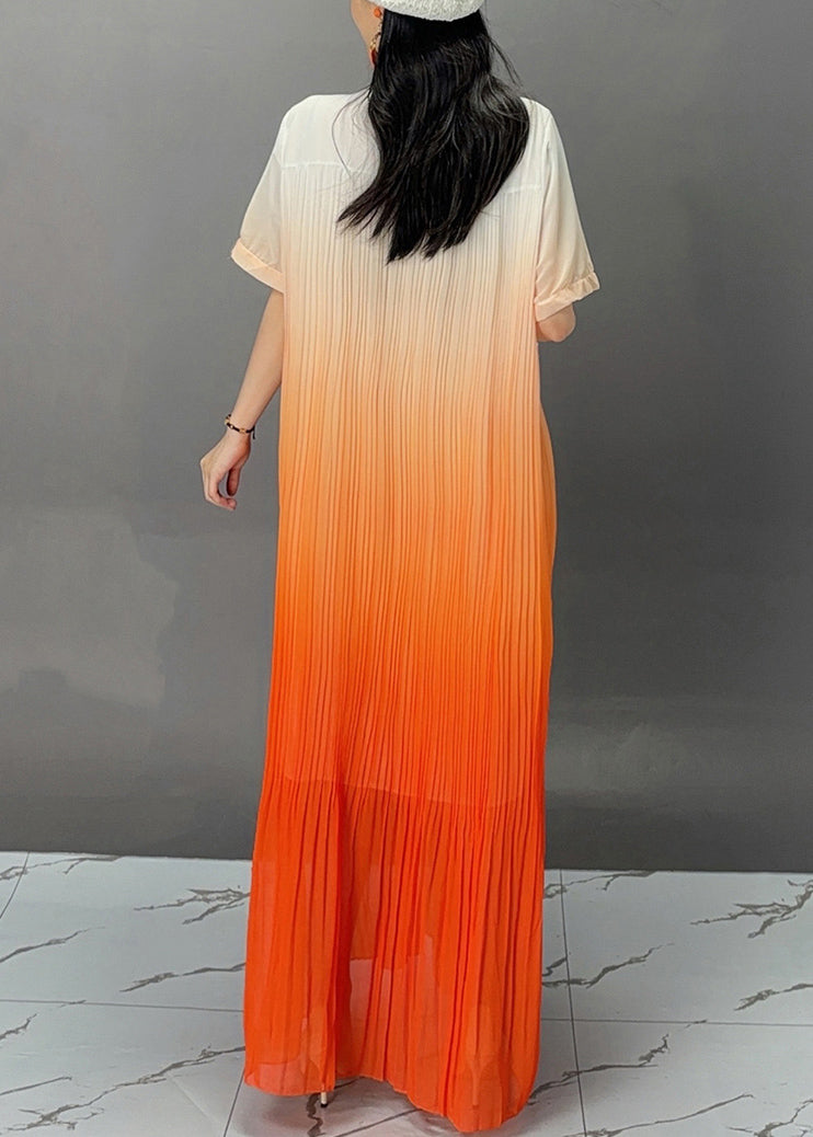 Stylish Orange Bow Wrinkled Maxi Dresses Summer AJ1021 JDML-240909