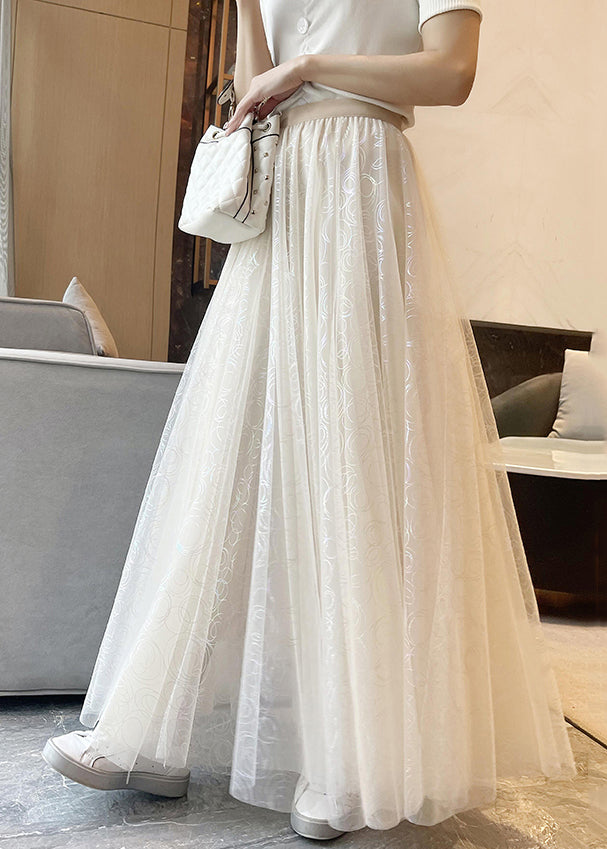 New Apricot Wrinkled Print High Waist Tulle Skirts Summer TT1033 shopify